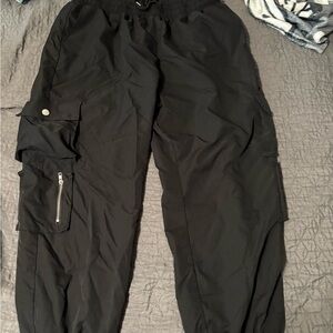 SHEIN Black Cargo Pants with Zipper Detail